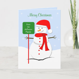 Customised Snowman Christmas Greeting Card