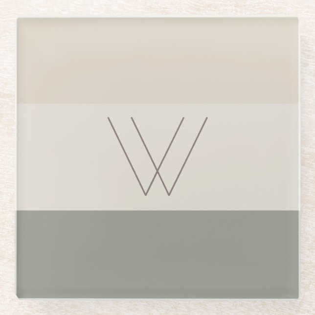 Customised Soft Evergreen, Off White, Tan & Brown Glass Coaster (Front)