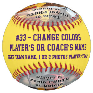 Customised Softball, 1 or 2 Pictures, Change COLOR Softball