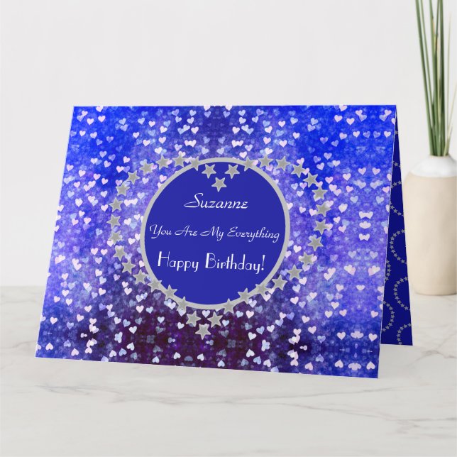 Customised Special Birthday Bokeh Hearts  Card (Front)