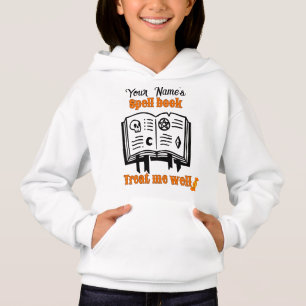 customised Spell book, treat me well funny Hallow