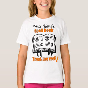 customised Spell book, treat me well  funny Hallow T-Shirt