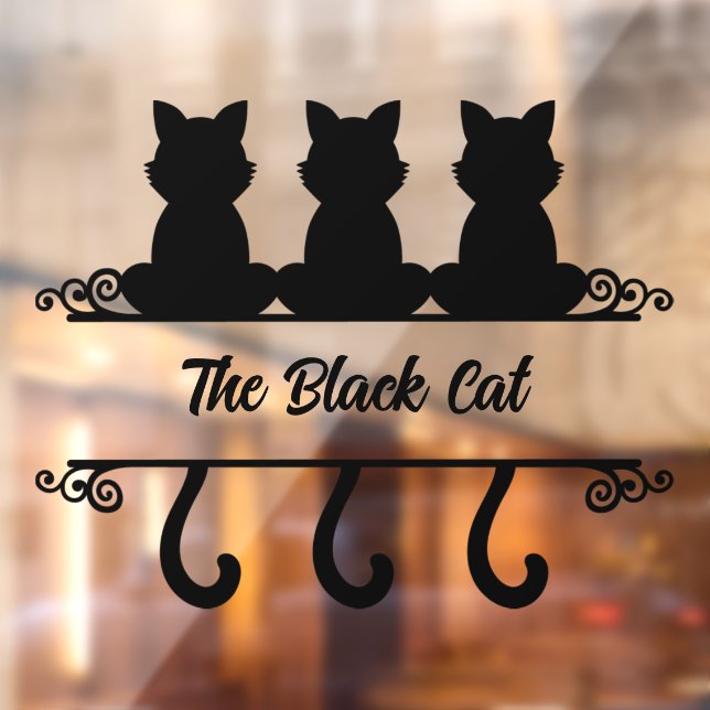 Customised Spilt Black Cat Monogram Window Cling (Sheet 2)