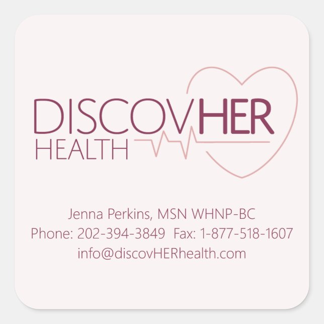 Customised Square Sticker - DiscovHER Health (Front)