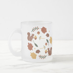 Customised Squirrel Fall Forest Frosted Glass Coffee Mug