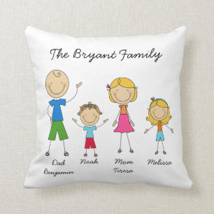Customised Stick Figure Family MOJO Pillow