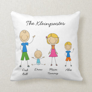 Customised Stick Figure Family MOJO Pillow