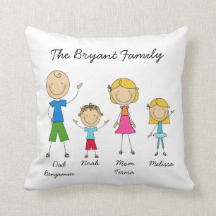 Customised Stick Figure Family MOJO Pillow