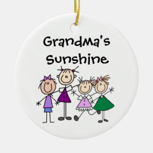 Customised Stick Figure Kids Family Ornament