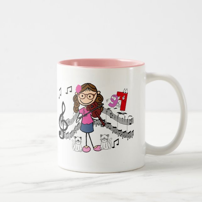 Customised Stick Figure Violin Player Mug (Right)