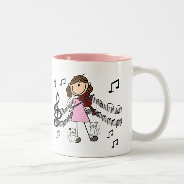 Customised Stick Figure Violin Player Mug (Right)