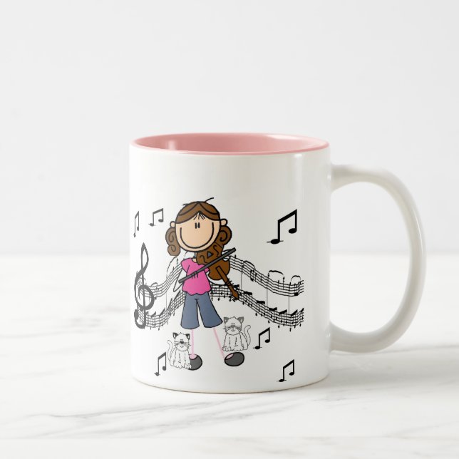 Customised Stick Figure Violin Player Mug (Right)