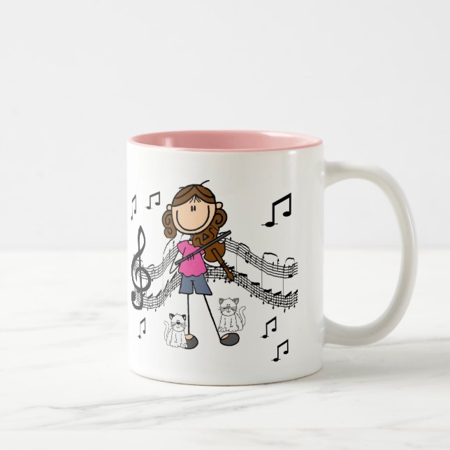 Customised Stick Figure Violin Player Mug (Right)