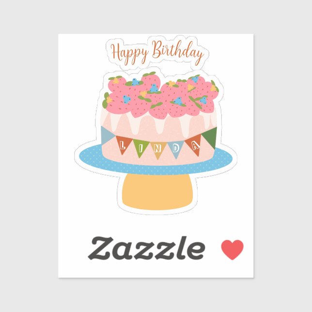 Customised strawberry birthday cake (Sheet)