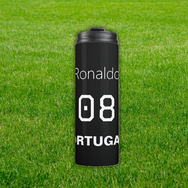 Customised Striker Varsity Name Number Soccer Thermal Tumbler (Creator Uploaded)