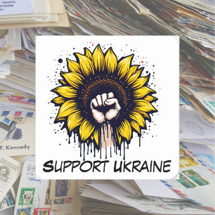 Customised Support for Ukraine Sunflower & Fist Square Sticker