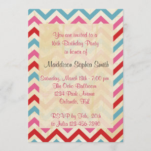 Customised Sweet 16 Birthday Invitations