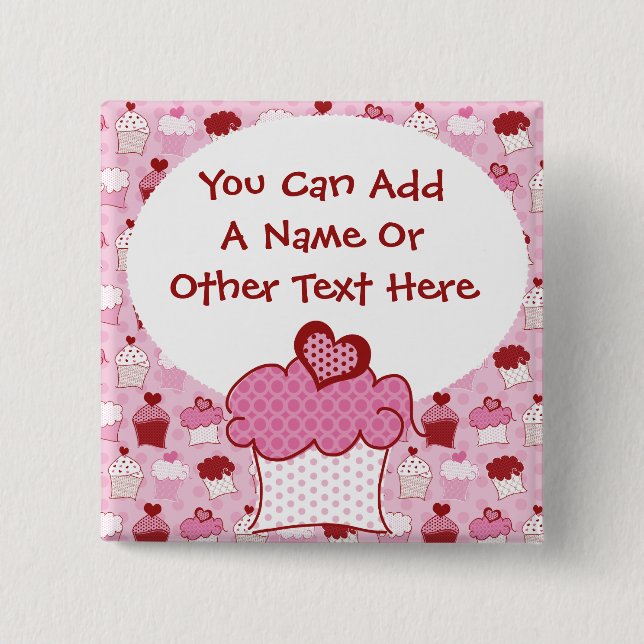 Customised Sweet Cupcake Button (Front)