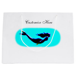 customised swimming mermaid large gift bag