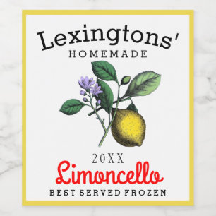 Customised Tall Limoncello Liquor Bottle Label