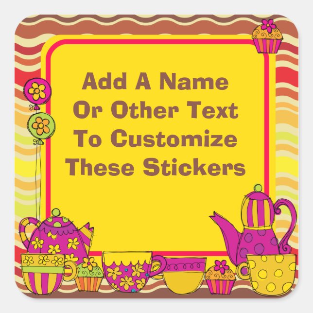 Customised Tea Party Stickers (Front)