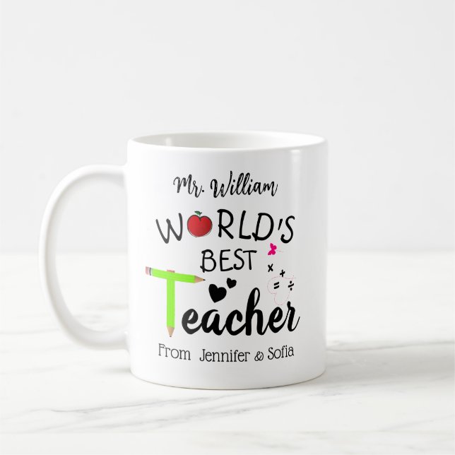 Customised Teacher Gifts -World's Best Teacher Mug (Left)