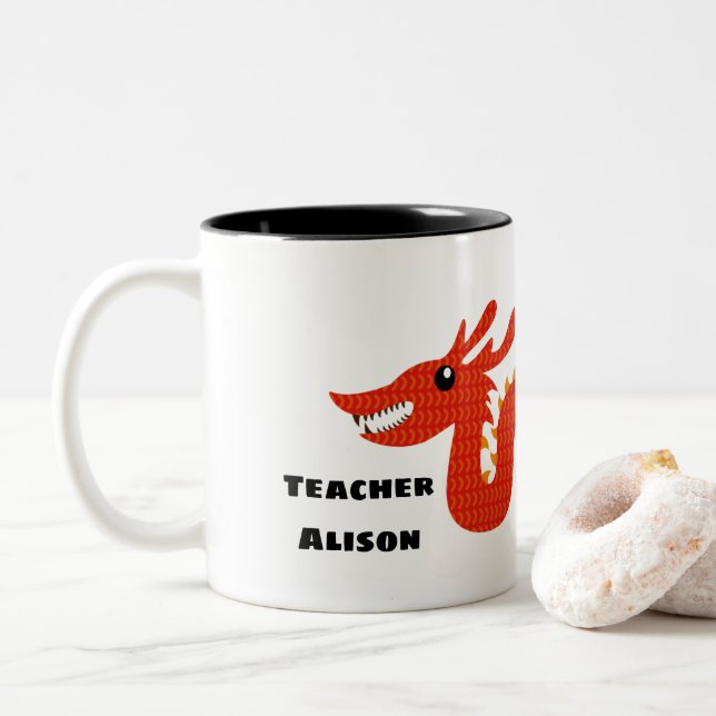 Customised Teacher Mug with Chinese Dragon (With Donut)