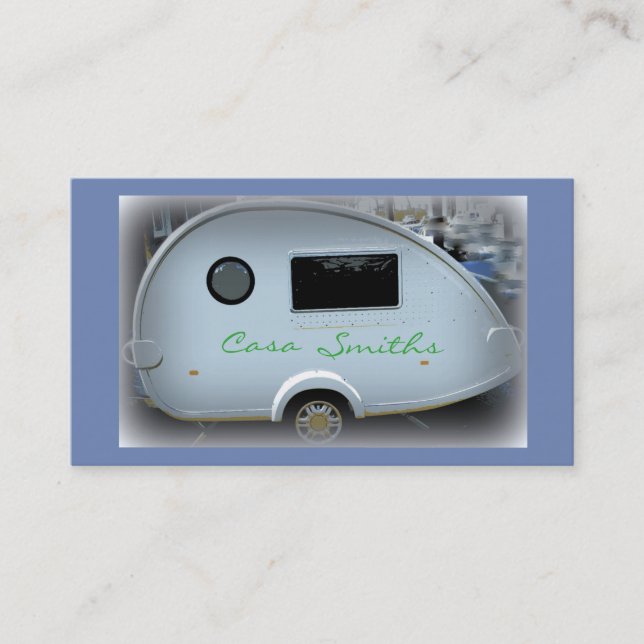 Customised teardrop Vintage camper Business Card (Front)