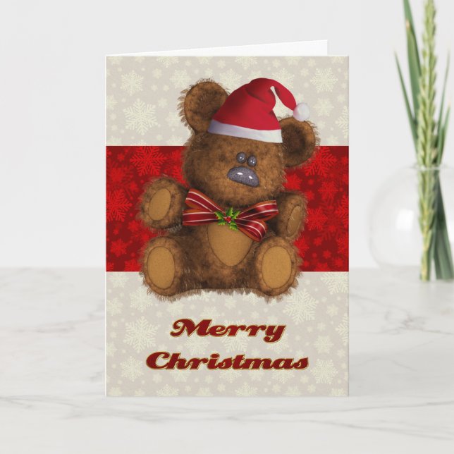 Customised Teddy Bear Christmas Card (Front)