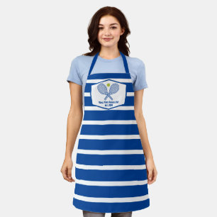 Customised Tennis Player Blue Striped Apron