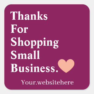 Customised Thank You For Small Business Minimalist Square Sticker