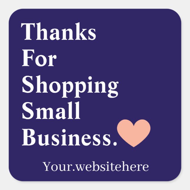Customised Thank You For Small Business Minimalist Square Sticker (Front)