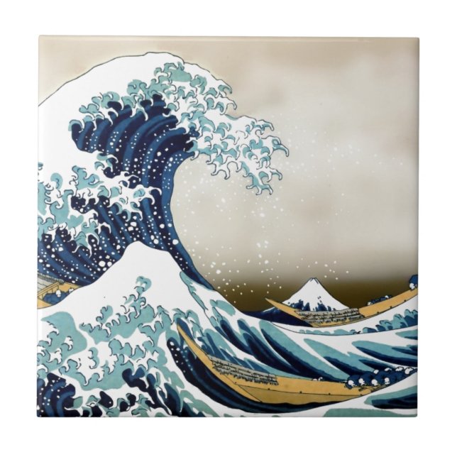 Customised The Great Wave off Kanagawa Gifts Tile (Front)