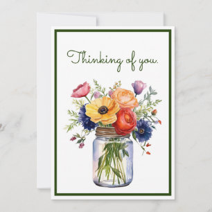 Customised Thinking of You Watercolor Flowers 