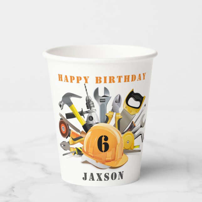 Customised Tools Little Handyman Birthday Paper Cups (Front)