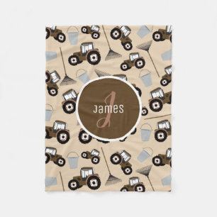 Customised Tractor Truck Pattern Farm Equipment Fleece Blanket