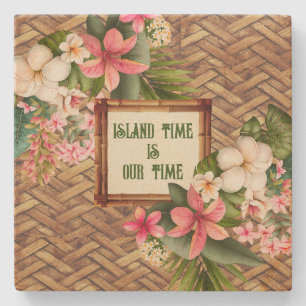 Customised Tropical Island Time  Stone Coaster