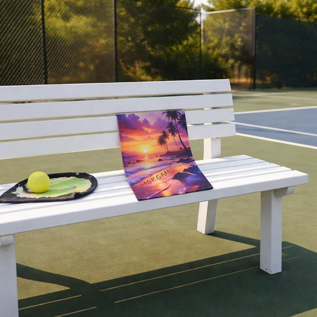 Customised Tropical Sunset Beach – Coastal Sports Hand Towel (Creator Uploaded)
