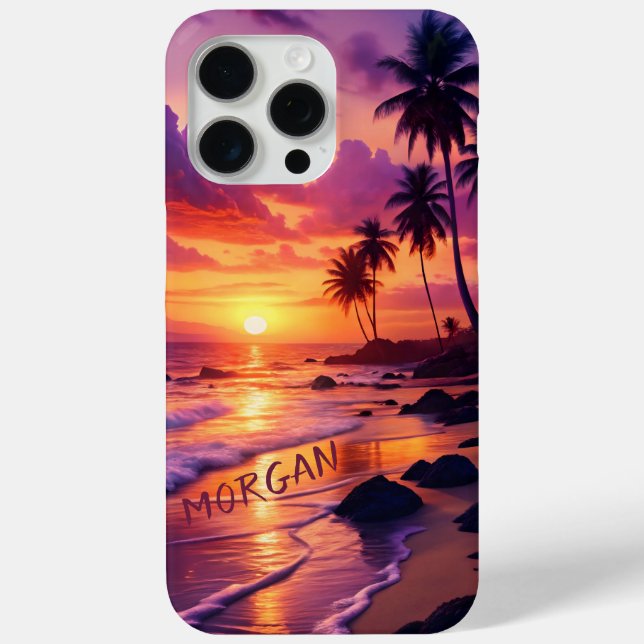 Customised Tropical Sunset Beach – Dreamy Coastal Case-Mate iPhone Case (Back)