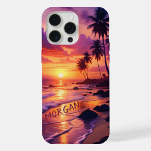 Customised Tropical Sunset Beach – Dreamy Coastal iPhone 15 Pro Max Case