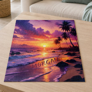 Customised Tropical Sunset Beach – Dreamy Coastal Jigsaw Puzzle