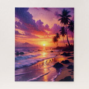 Customised Tropical Sunset Beach – Dreamy Coastal Jigsaw Puzzle