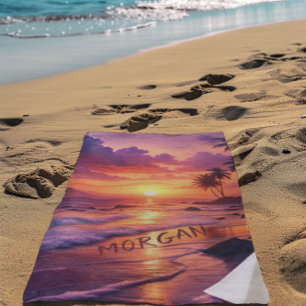 Customised Tropical Sunset Beach – Dreamy Coastal Towel