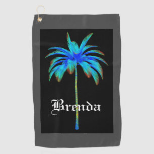 Customised Tropical Turquoise Palm Tree Golf Towel