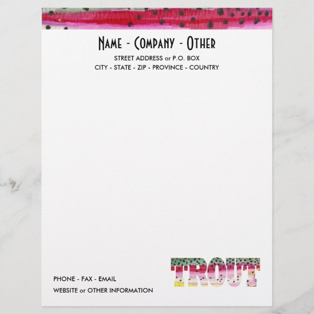 Customised Trout Fishing Letterhead (Front)