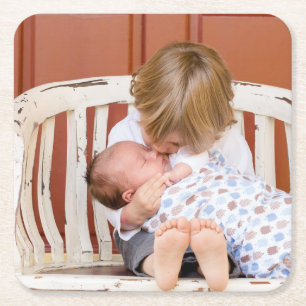 Customised Two Sided Photo Personalised Square Paper Coaster