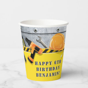 Customised Under Construction Birthday Paper Cups