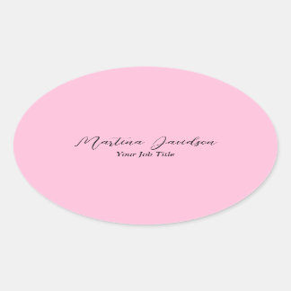 Customised Unique Pink Creative Handwriting Oval Sticker