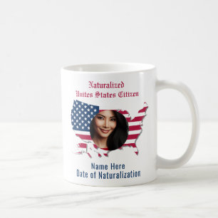 Customised USA Flag Map Naturalised Citizen Photo Coffee Mug