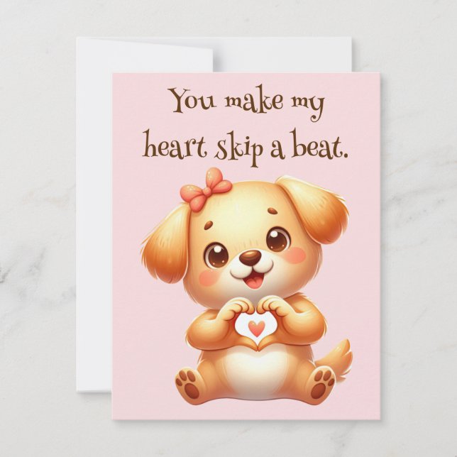 Customised Valentines Day Dog Themed Holiday Card (Front)